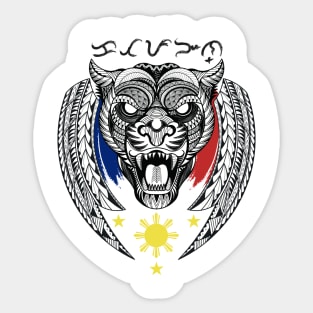 Philippine 3 Stars Sun / Tribal line Art Tiger / Black Panther / Baybayin word Katapangan (Courage) Sticker